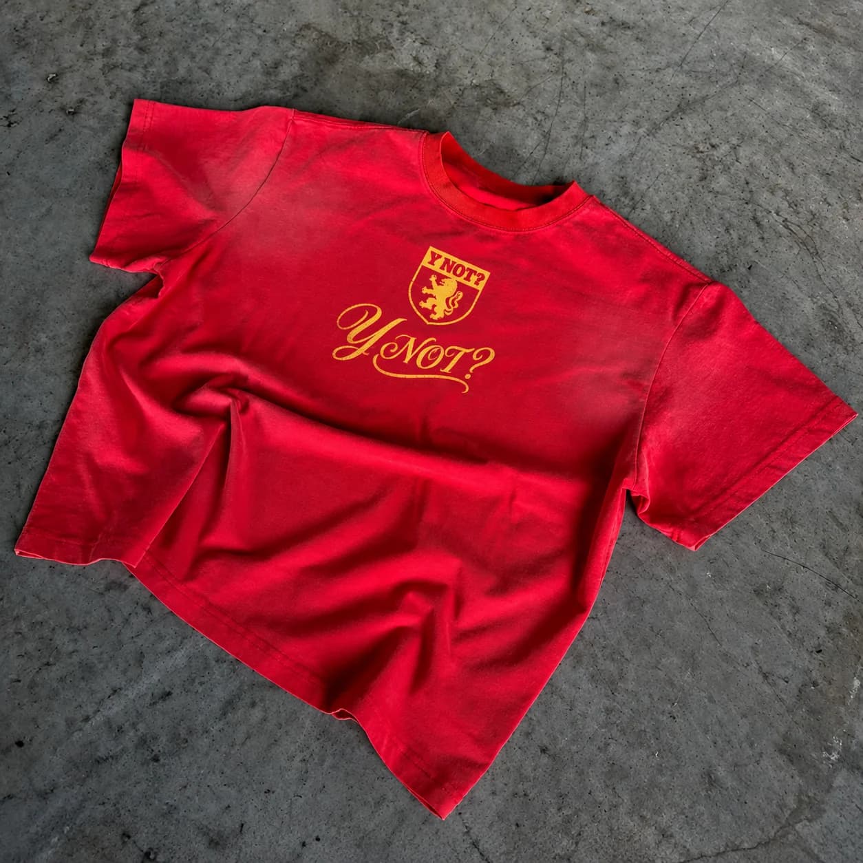 Y NOT? Crest Tee in Washed Red