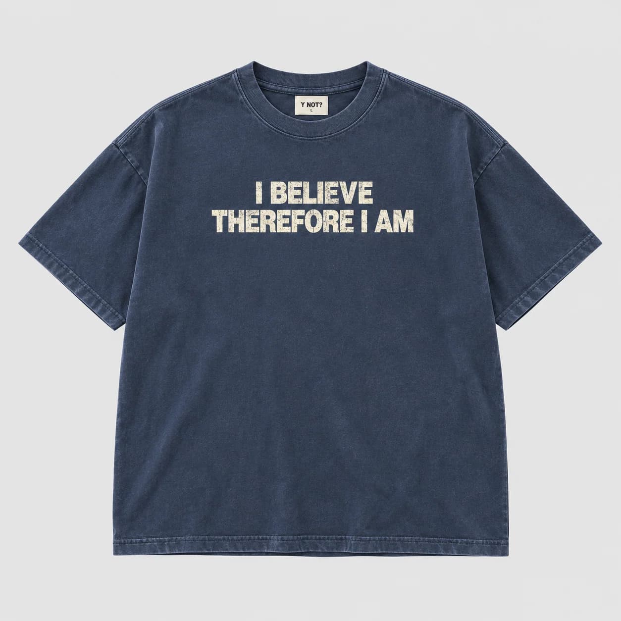 I Believe Tee in Washed Navy