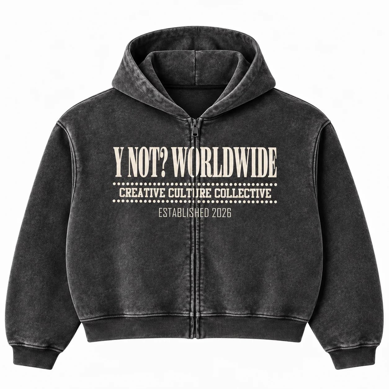 Y NOT? Worldwide Zip-up in Washed Black
