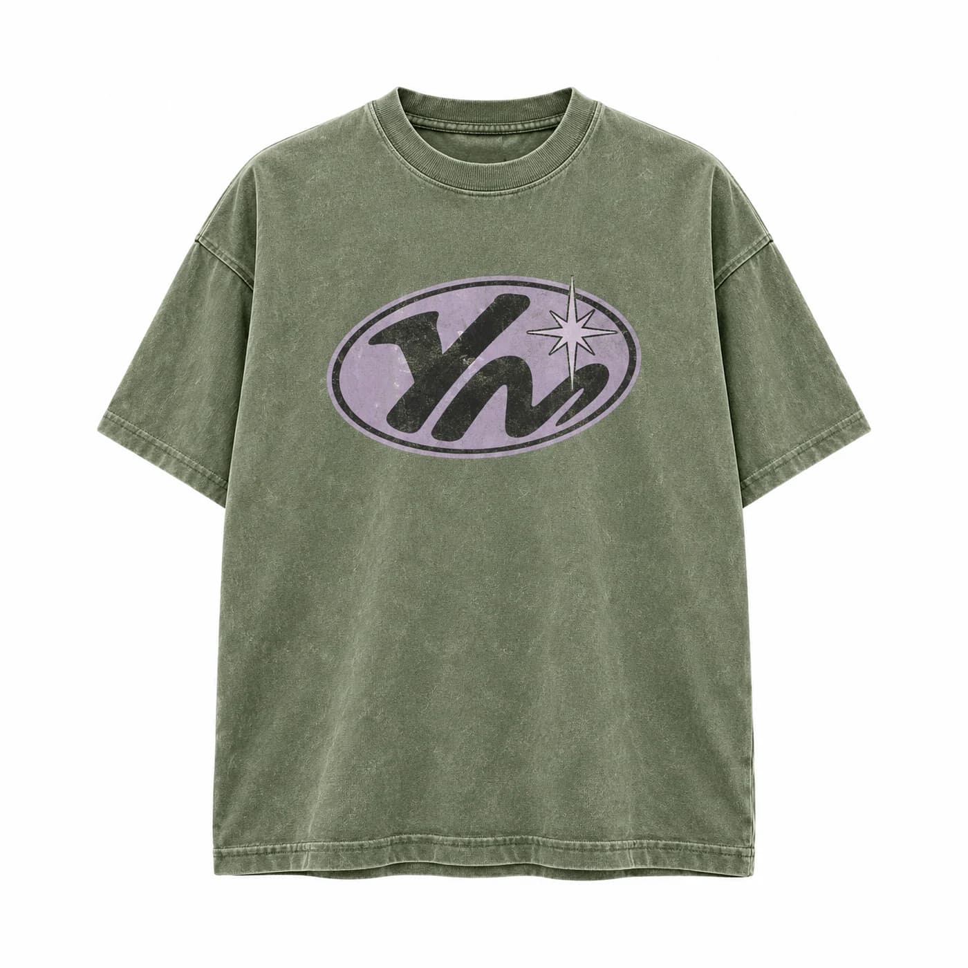 YN Oval Tee in Washed Olive