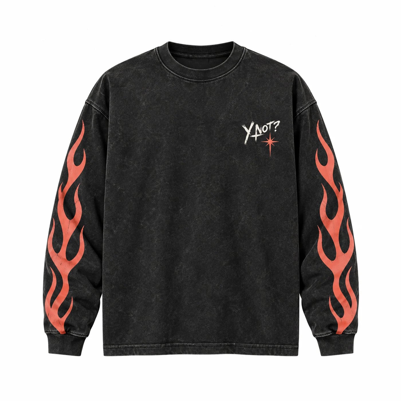 Flame Sleeve Long Sleeve in Washed Black