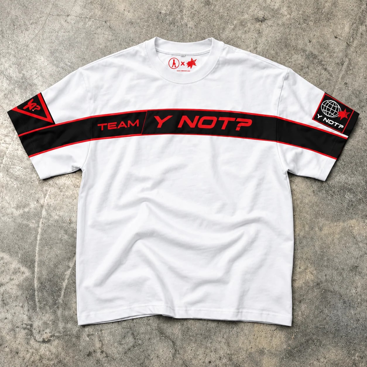 Team Y NOT? Tee in White / Red