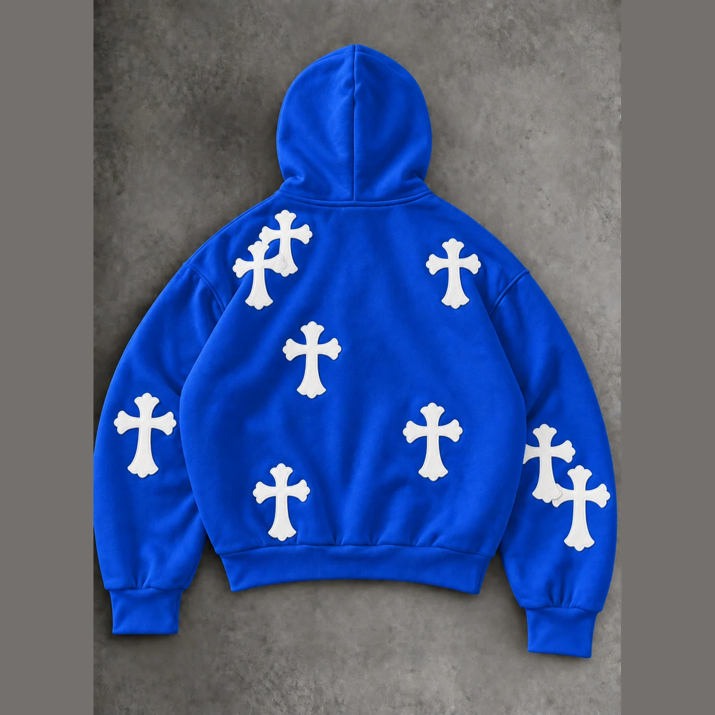 Y NOT? Cross Patch Hoodie in Royal / White — view 2