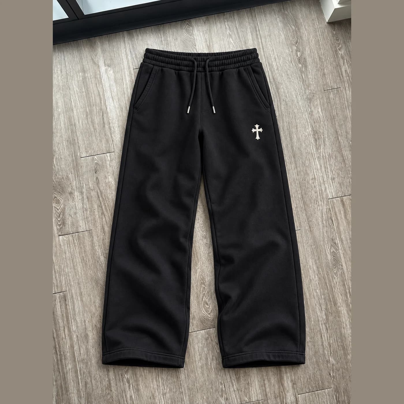 Cross Wide Sweatpants in Black