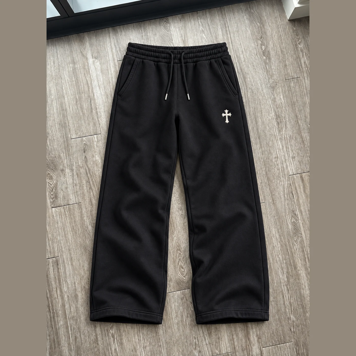 Cross Wide Sweatpants in Black