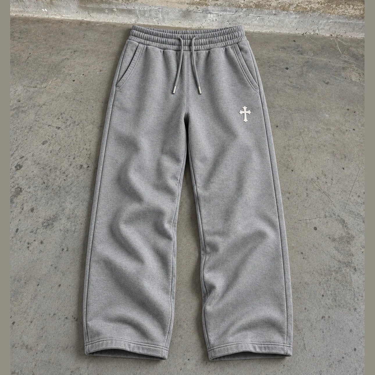 Cross Wide Sweatpants in Heather Grey
