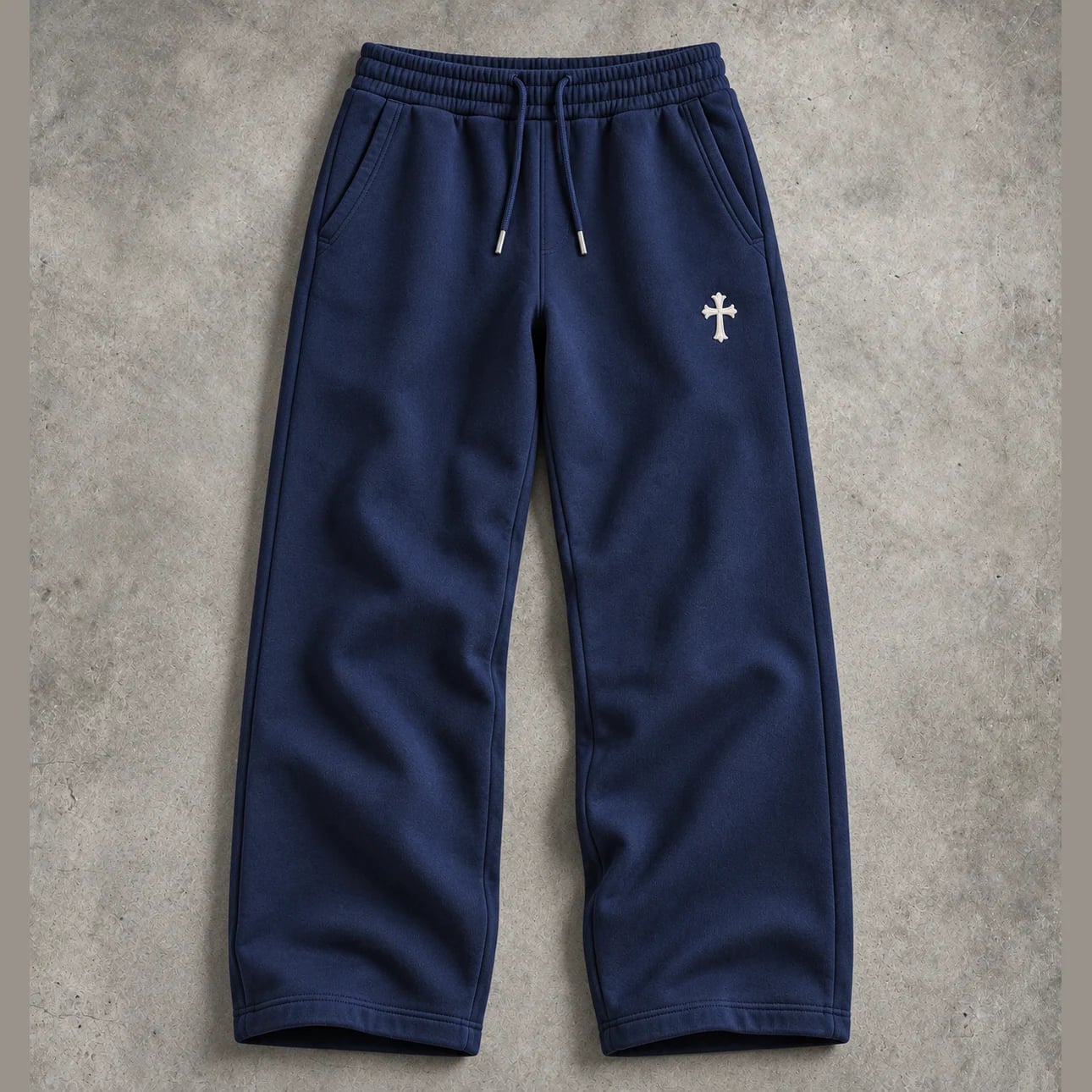Cross Wide Sweatpants in Navy