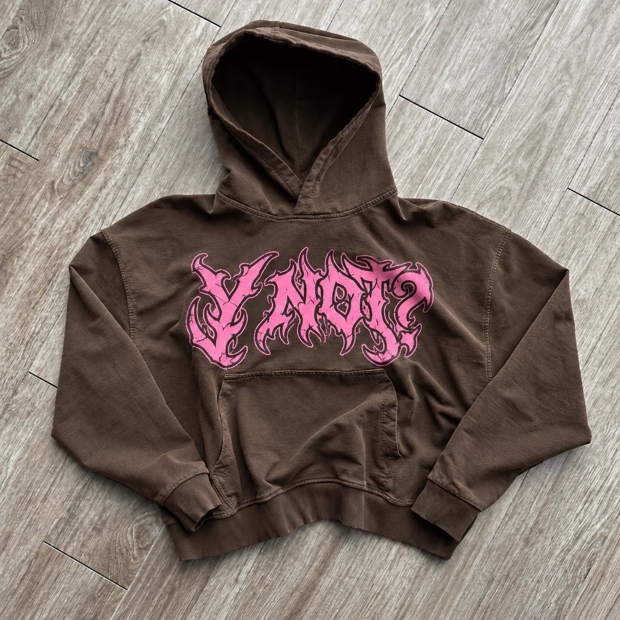 Flame Script Hoodie in Brown