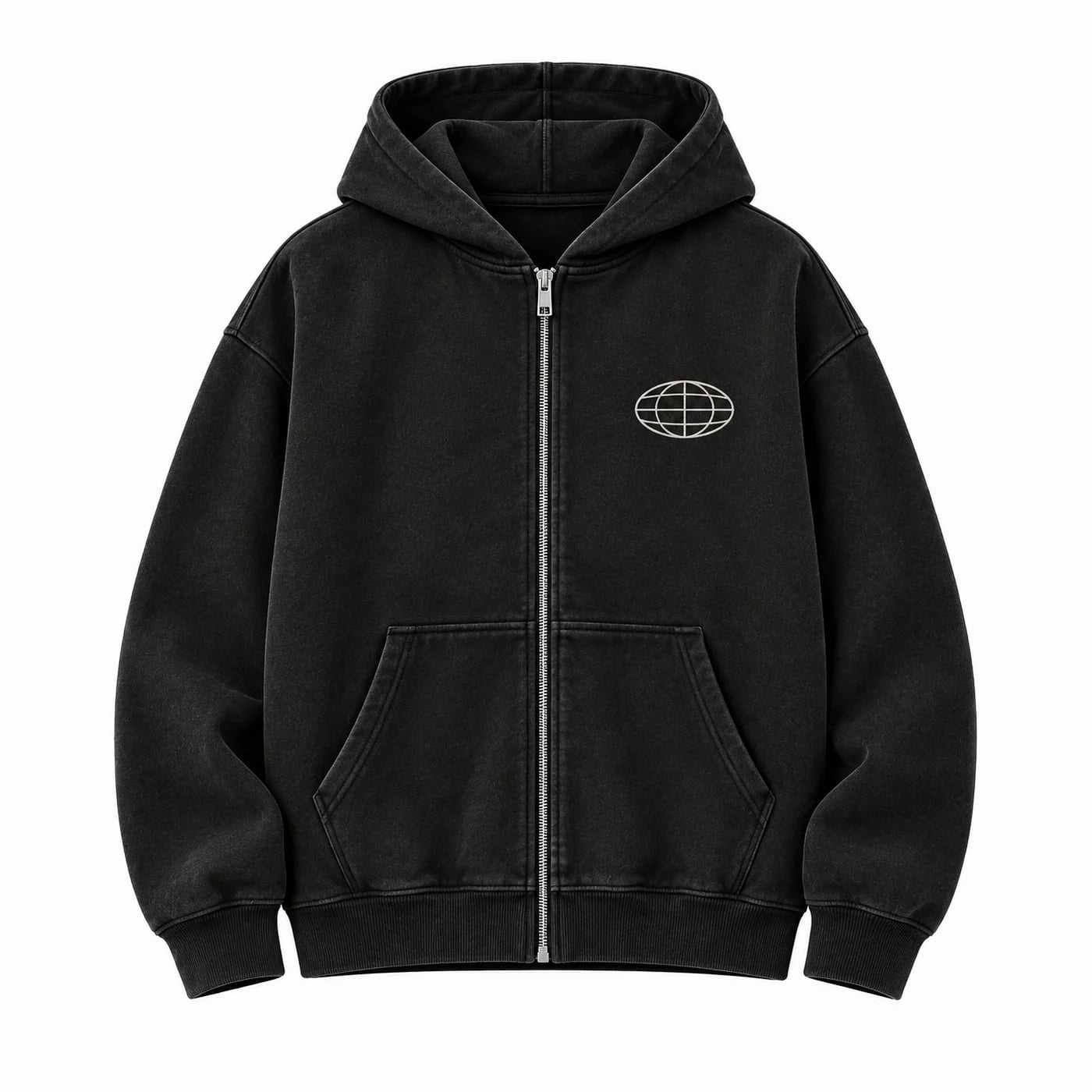 Y NOT? Globe Zip-up in Washed Black