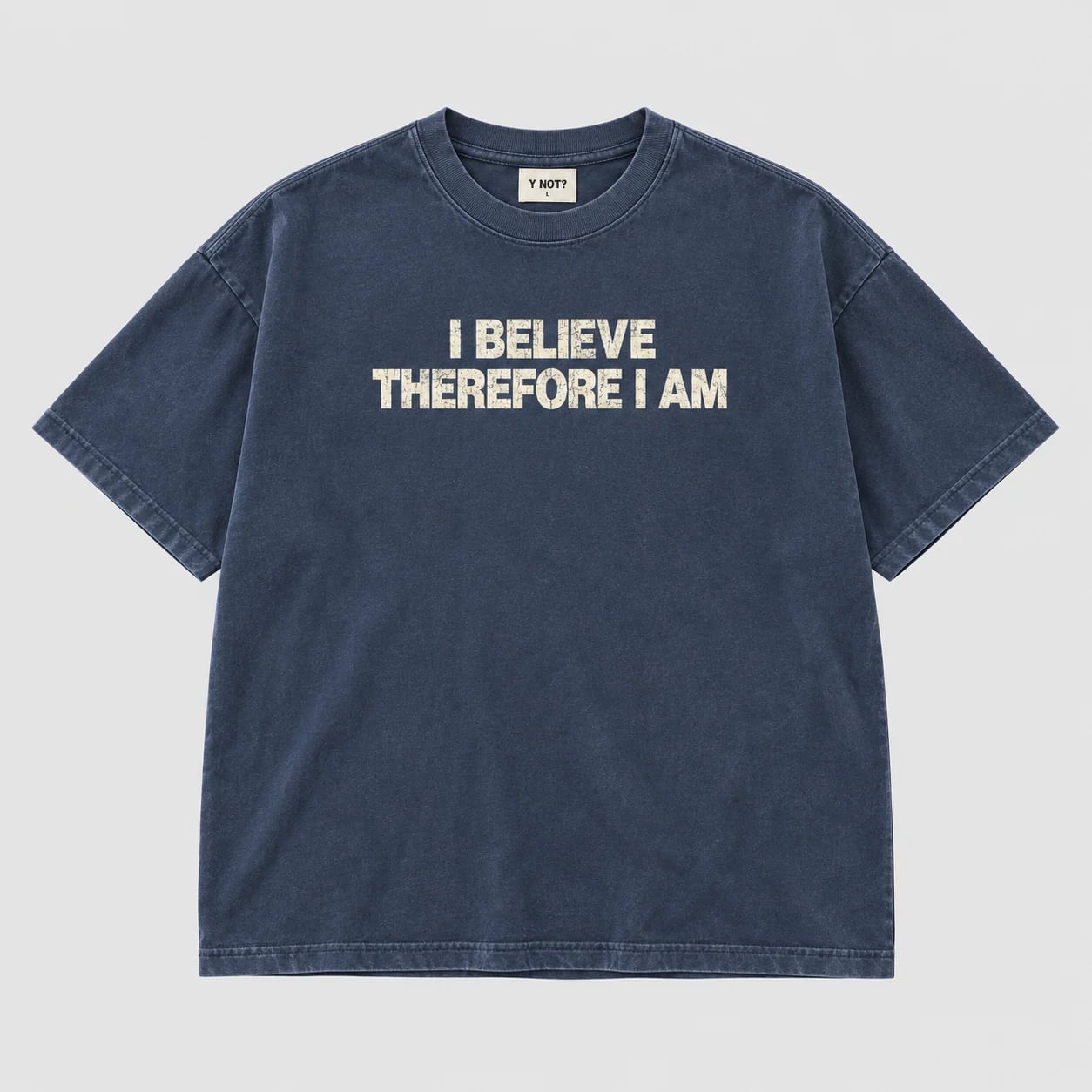 I Believe Tee in Washed Navy