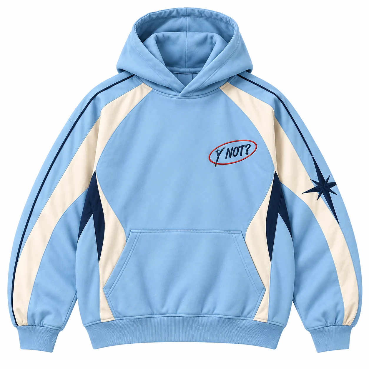 Star Panel Hoodie in Sky Blue