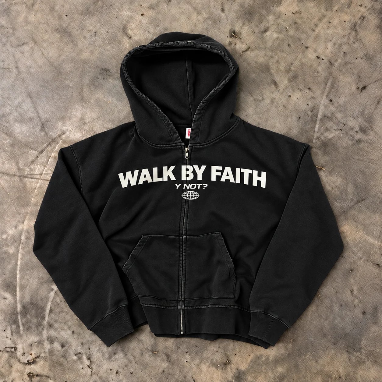 Walk By Faith Zip-up in Washed Black