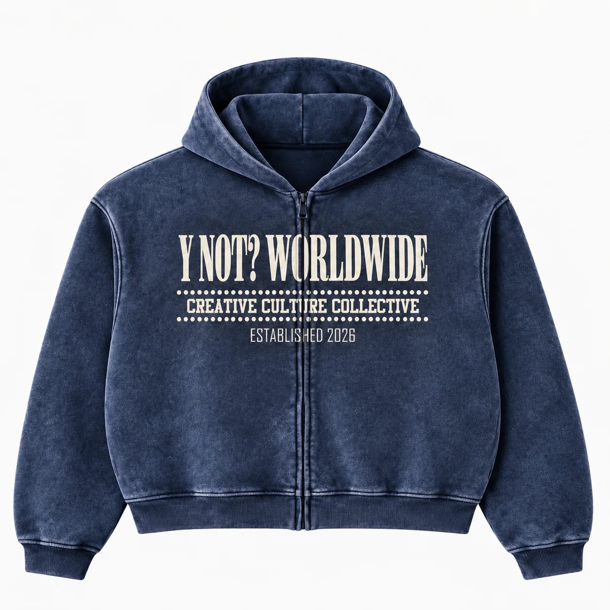 Y NOT? Worldwide Zip-up in Washed Navy