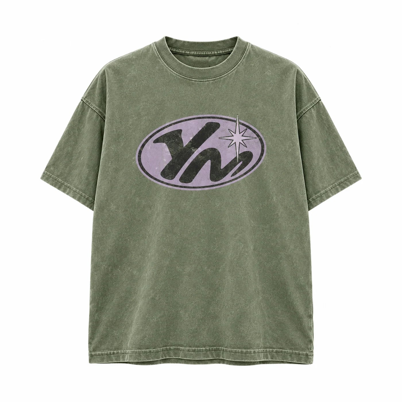 YN Oval Tee in Washed Olive
